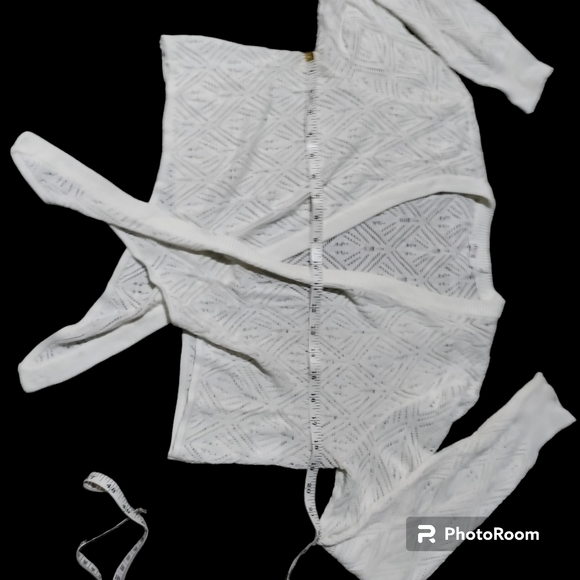 Knit Cardigan cropped, White Size Large - Picture 5 of 12